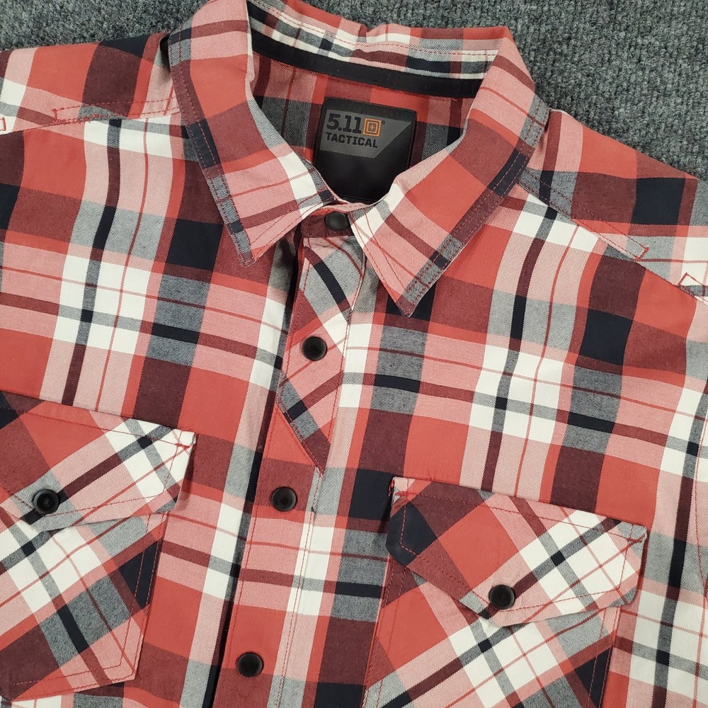 5.11 Tactical Shirt Mens M 72469 Red Plaid Long Sleeve Button Down